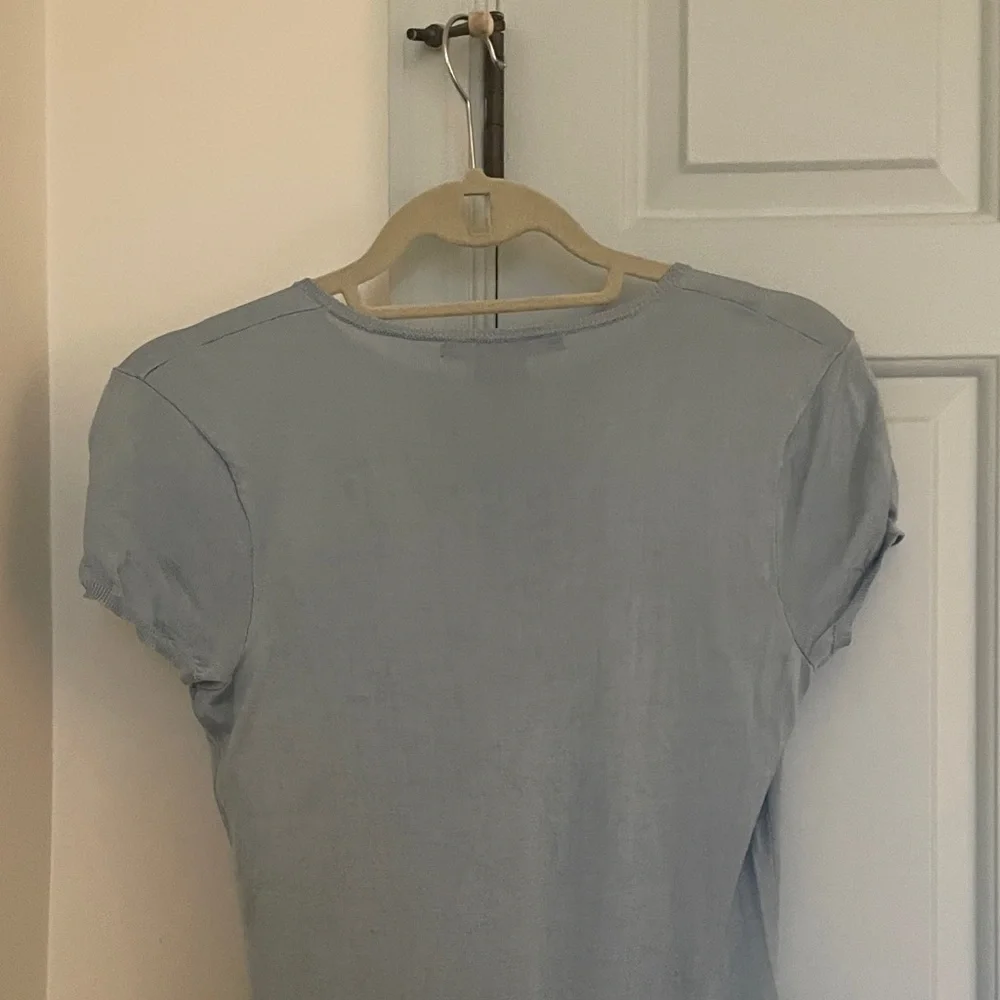 Ralph Lauren Blue Label Silk Short Sleeve Fitted Midi Dress Dusty Blue - Medium - Picture 16 of 16